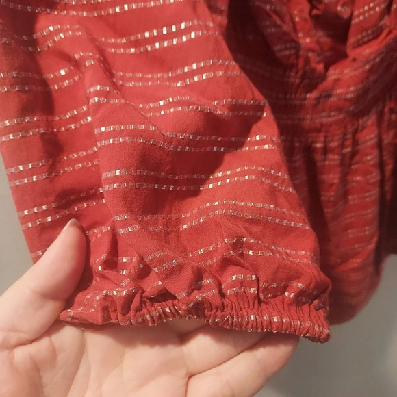 NWT Lane Bryant Orange and Silver Off The Shoulder Blouse in Size 14/16 - Picture 6 of 9